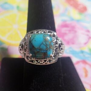 Vintage Mojave Blue Turquoise Stainless Steel Ring